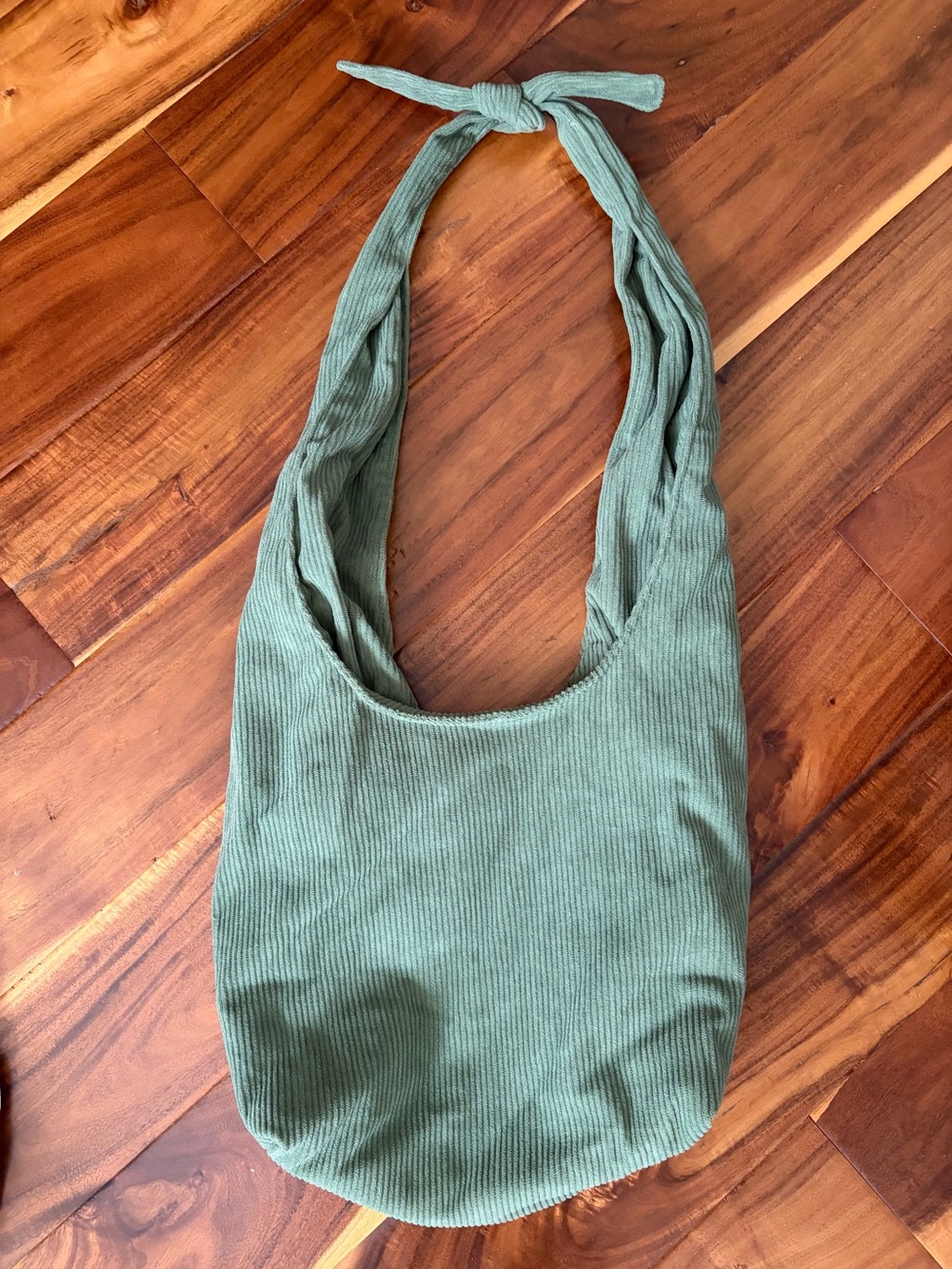 Olive Green corduroy Knot-Handle Shoulder Bag by Pique